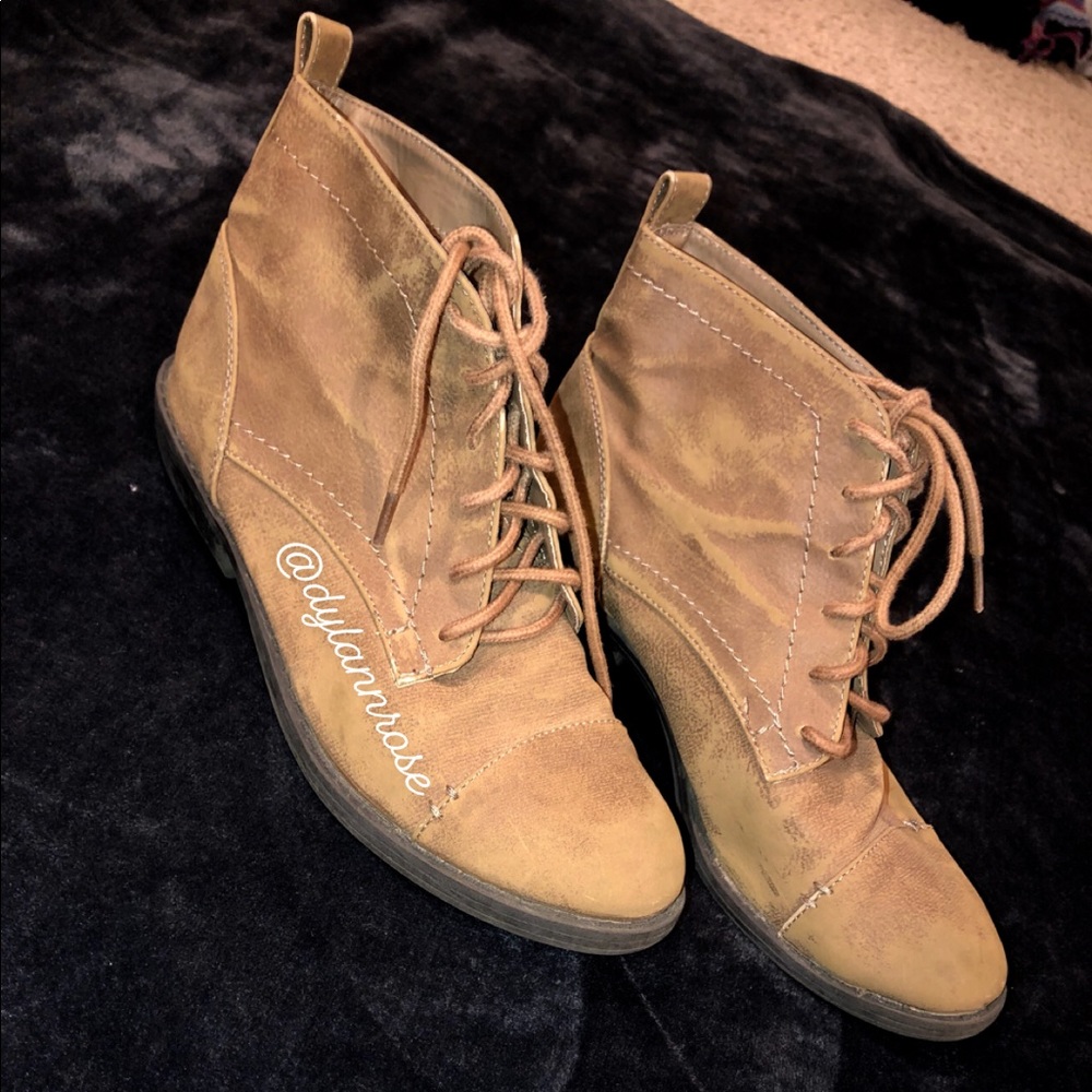 Distressed Brown Low Heel Booties